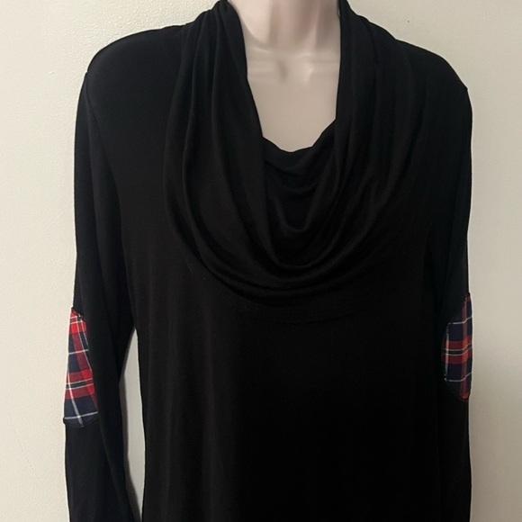 Pink Blush Maternity Cowl Neck Long Sleeve Black Plaid Tunic Top Pullover Medium - Picture 3 of 8